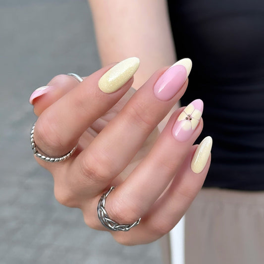 15 Sweet Yellow & Pink Nail Ideas