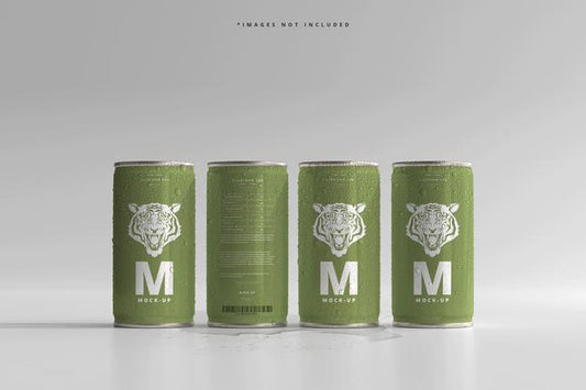 Free 180Ml Mini Soda Or Beer Can With Water Drops Mockups Psd