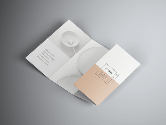 Free 4 Panel Roll Fold Brochure Mockup