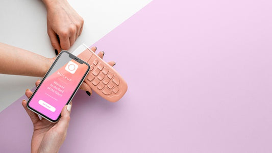 Free Assortment With Smartphone Payment App Mock-Up Psd