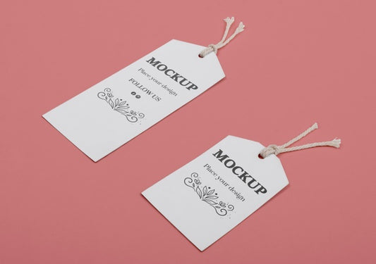 Free Eco Tags On Pink Background High Angle Psd