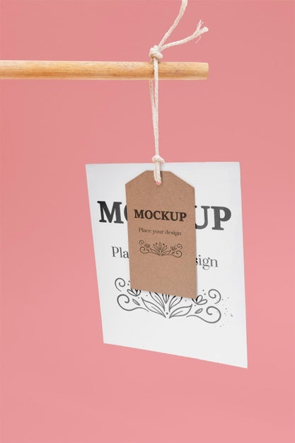 Free Ecological Tags Hanging With Pink Background Psd
