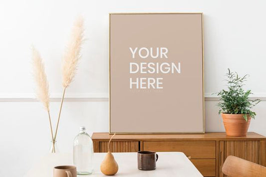 Free Rectangle Gold Nice Photo Frame Mockup Psd