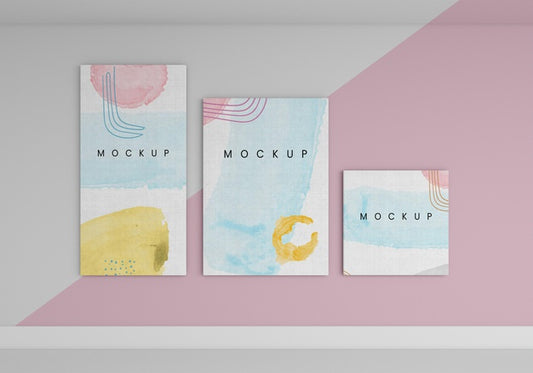 Free Top View Painted Canvas Arrangement Psd