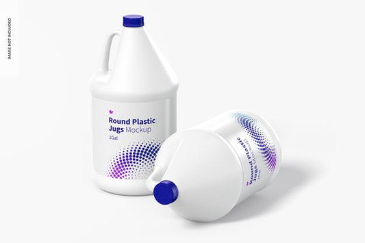 Free 1 Gal Round Plastic Jugs Mockup Psd
