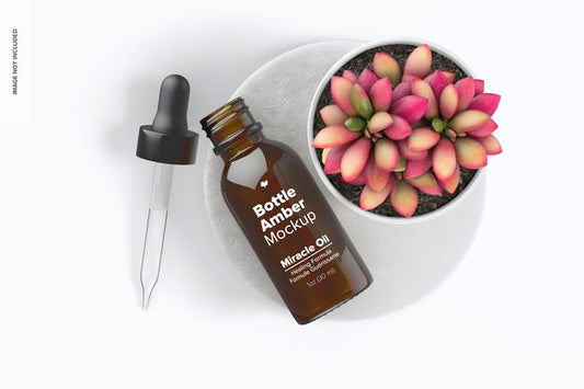 Free 1 Oz Bottle (Amber) Mockup Psd