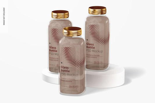 Free 12 Oz Glass Bottle Set Mockup Psd