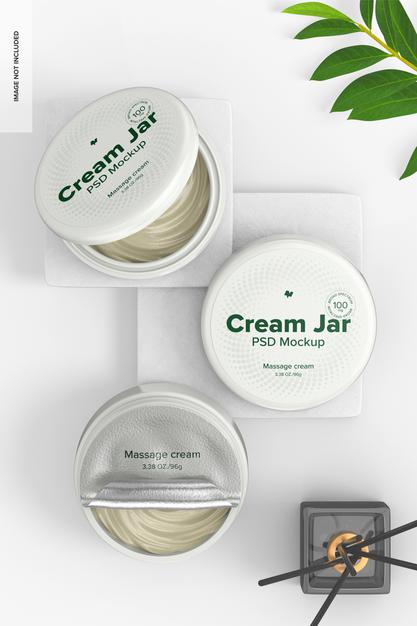 Free 3.38 Oz Cream Jars Mockup Psd