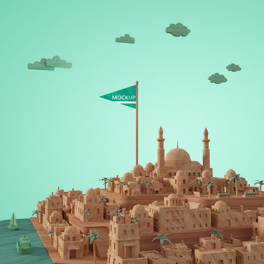 Free 3D Cities Landmark Miniature Model Psd