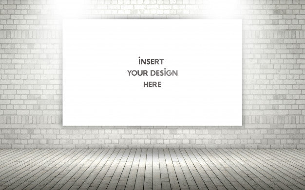 Free 3D Exposed Brick Wall With Blank Canvas Mock Up Psd