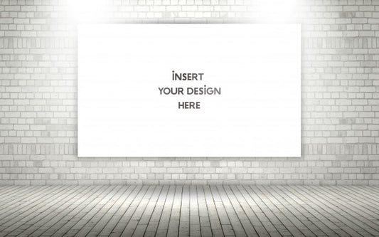 Free 3D Exposed Brick Wall With Blank Canvas Mock Up Psd