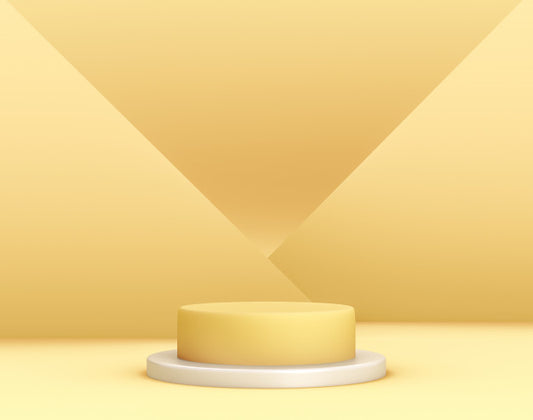 Free 3D Geometric Yellow Podium For Product Placement With Crossed Planes In Background And Editable Color Psd
