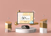 Free 3D Mock-Up Digital Tablet Front View With Marble Psd
