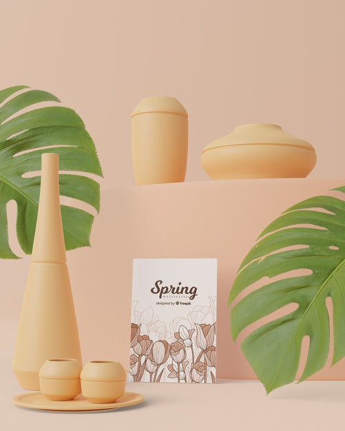 Free 3D Thematic Spring Card And Decorations Psd