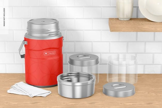 Free 47 Oz Food Jar Mockup, On Kitchen Psd