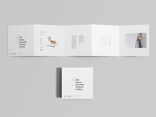 Free 5 Fold Square Accordion Brochure Mockup
