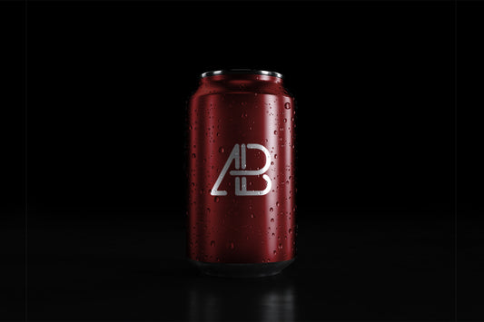 Free 5K Soda Can With Water Drops Mockup