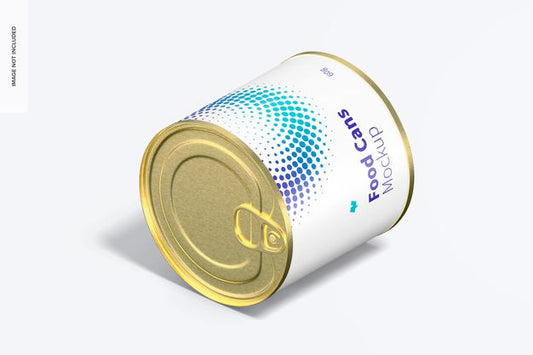 Free 60G Food Can Mockup, Isometric Left View Psd