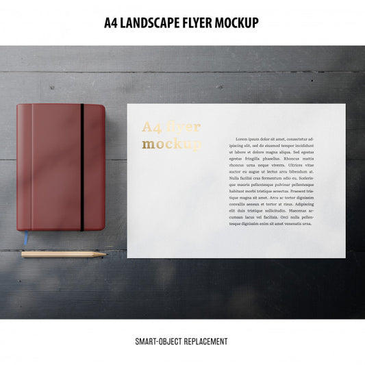 Free A4 Landscape Flyer Mockup Psd