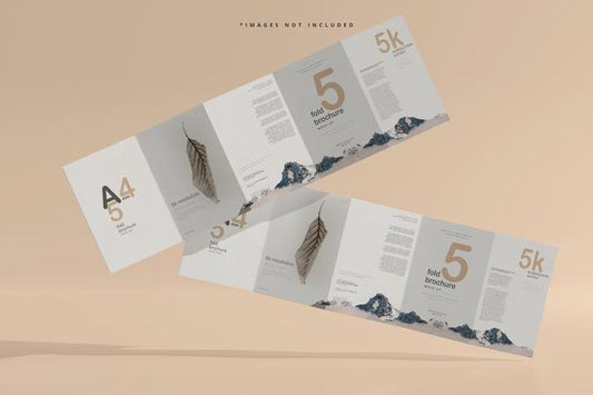 Free A4 Size Five Fold Brochure Mockup Psd