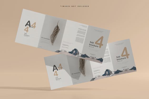 Free A4 Size Four Fold Brochure Mockup Psd