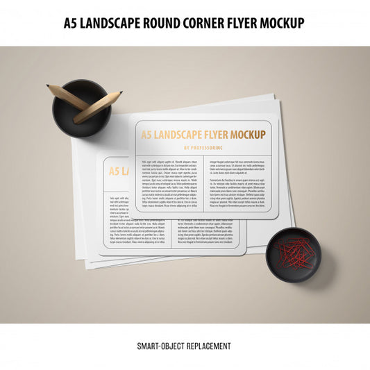 Free A5 Landscape Flyer Mockup Psd
