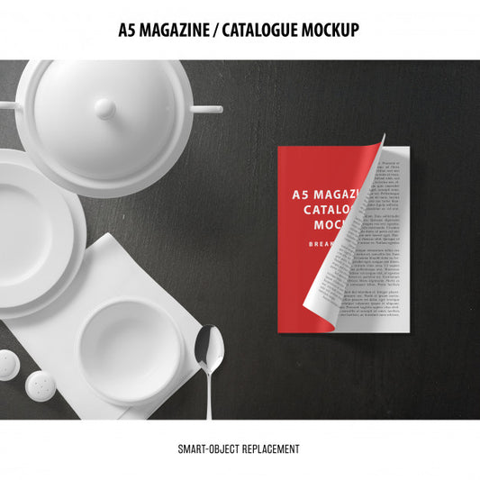 Free A5 Magazine Catalogue Mockup Psd