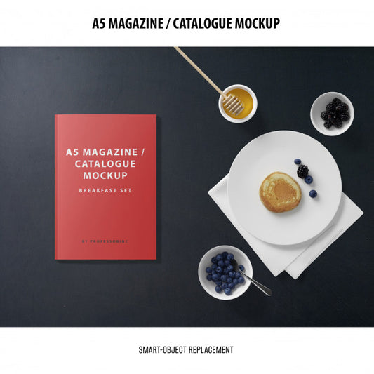 Free A5 Magazine Catalogue Mockup Psd
