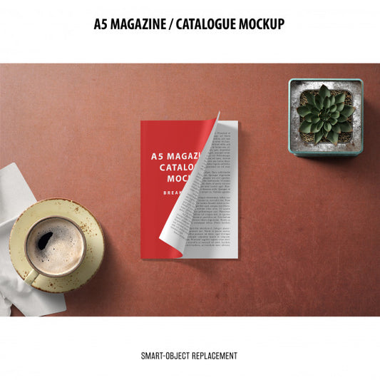 Free A5 Magazine Catalogue Mockup Psd