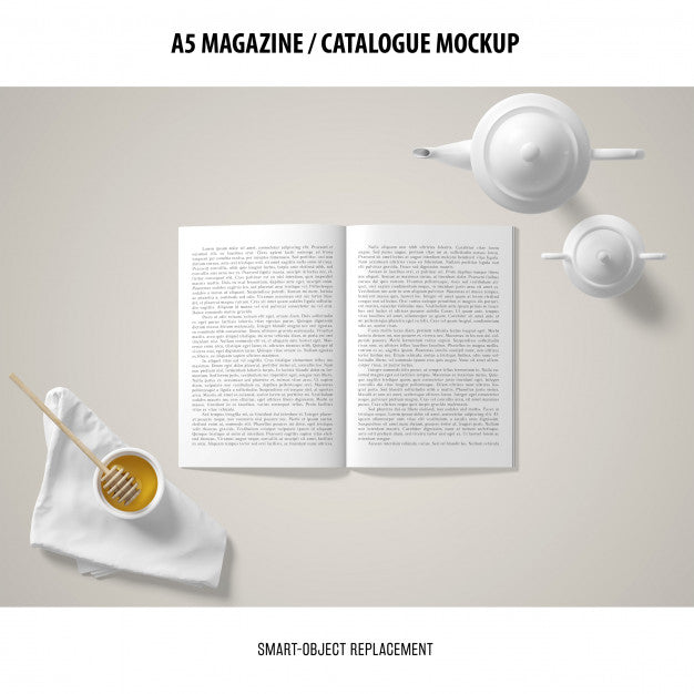 Free A5 Magazine Catalogue Mockup Psd