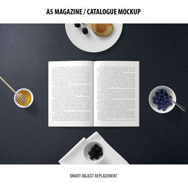 Free A5 Magazine Catalogue Mockup Psd