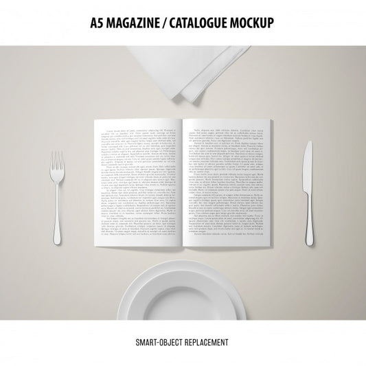 Free A5 Magazine Catalogue Mockup Psd