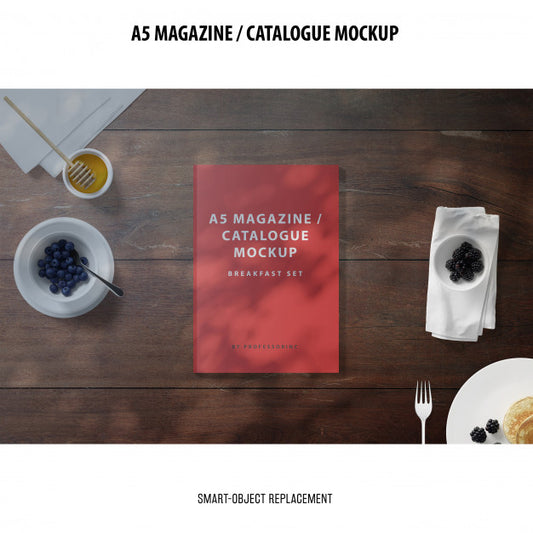 Free A5 Magazine Catalogue Mockup Psd