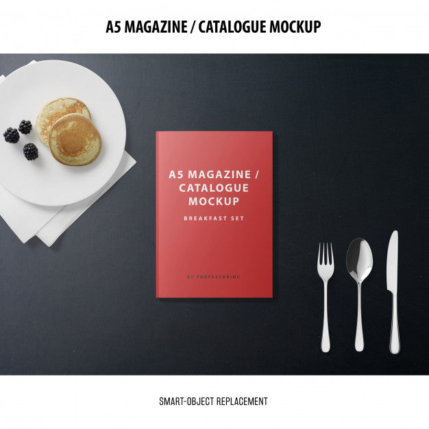Free A5 Magazine Catalogue Mockup Psd