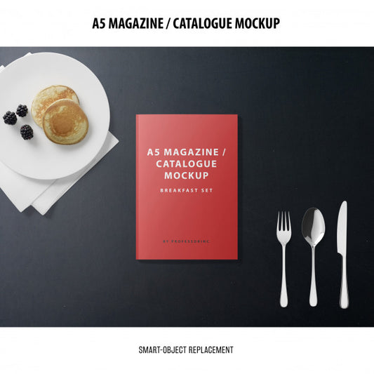 Free A5 Magazine Catalogue Mockup Psd