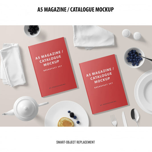 Free A5 Magazine Catalogue Mockup Psd