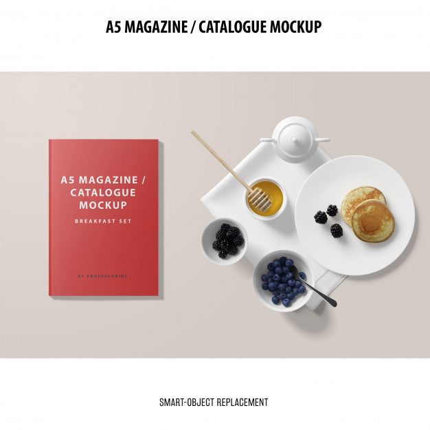 Free A5 Magazine Catalogue Mockup Psd