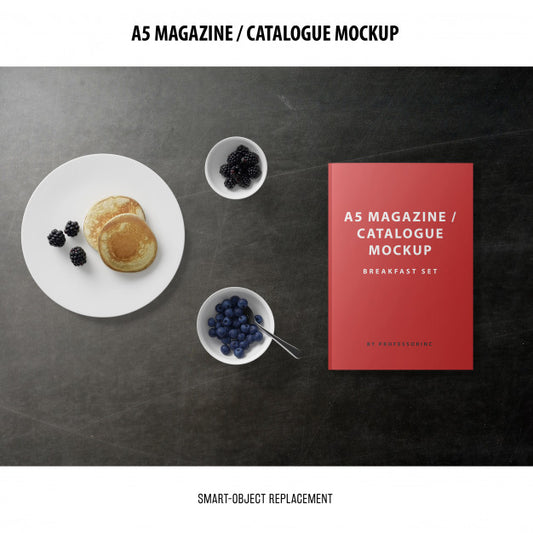 Free A5 Magazine Catalogue Mockup Psd