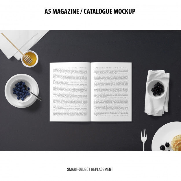 Free A5 Magazine Catalogue Mockup Psd