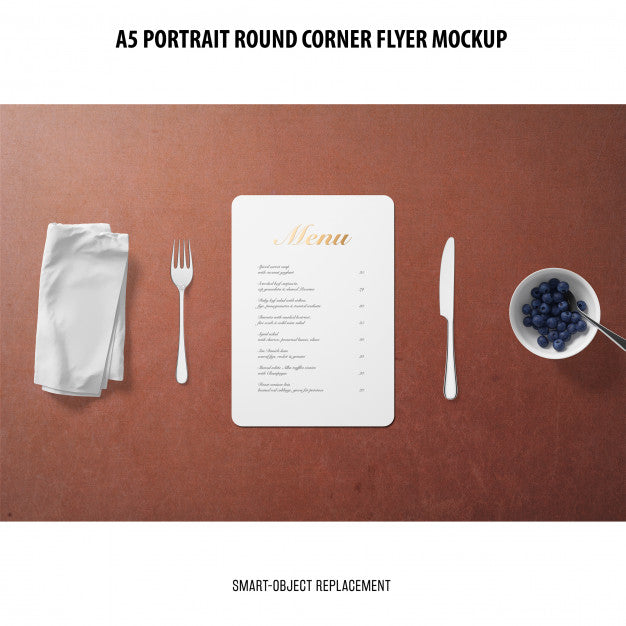Free A5 Round Corner Flyer Mockup Psd