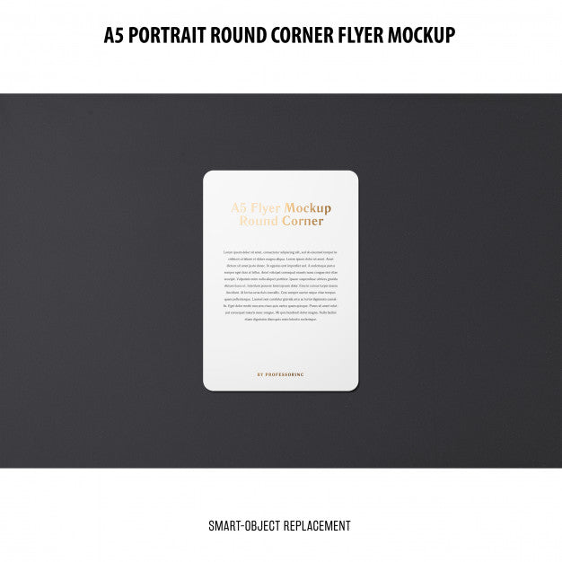 Free A5 Round Corner Flyer Mockup Psd