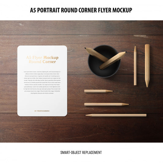 Free A5 Round Corner Flyer Mockup Psd