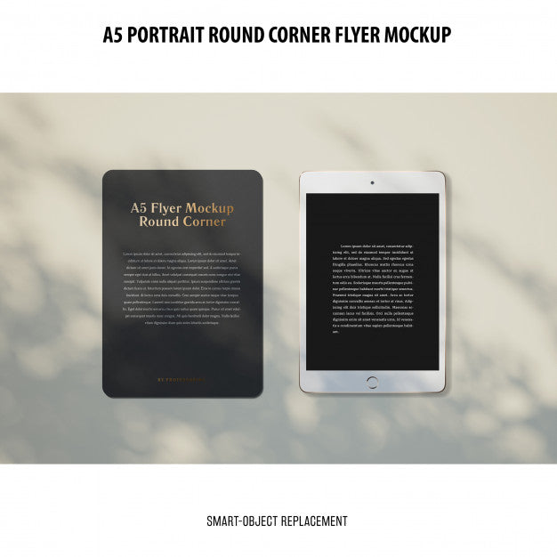 Free A5 Round Corner Flyer Mockup Psd