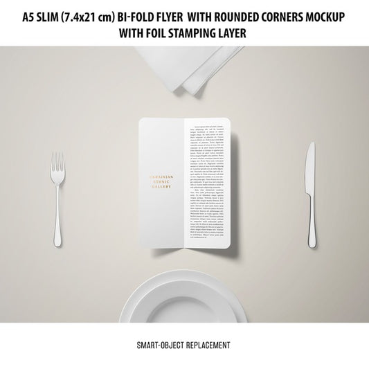 Free A5 Slim Bi-Fold Flyer Mockup Psd