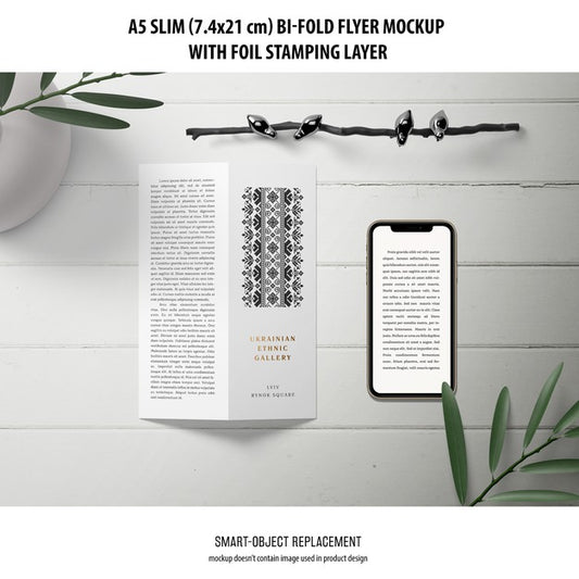 Free A5 Slim Bi-Fold Flyer Mockup Psd