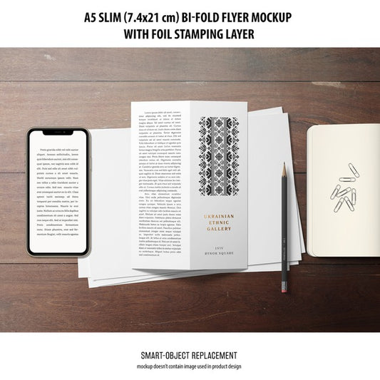 Free A5 Slim Bi-Fold Flyer Mockup Psd