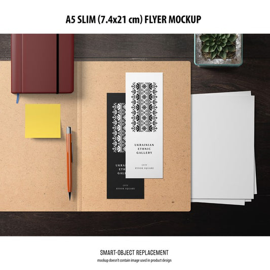 Free A5 Slim Flyer Mockup Psd