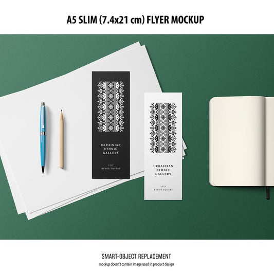 Free A5 Slim Flyer Mockup Psd