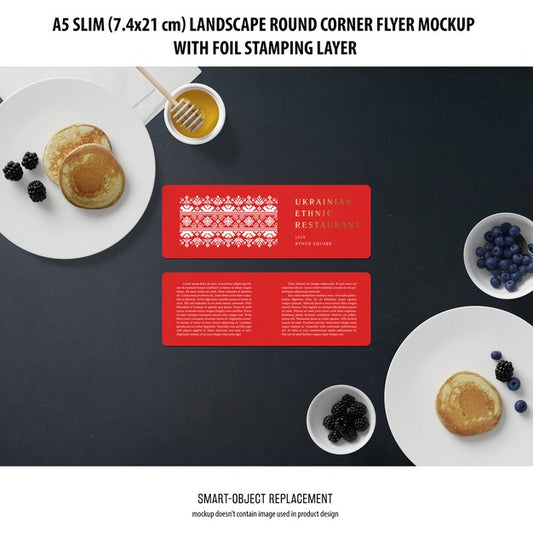 Free A5 Slim Landscape Flyer Mockup Psd