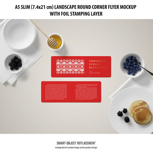 Free A5 Slim Landscape Flyer Mockup Psd